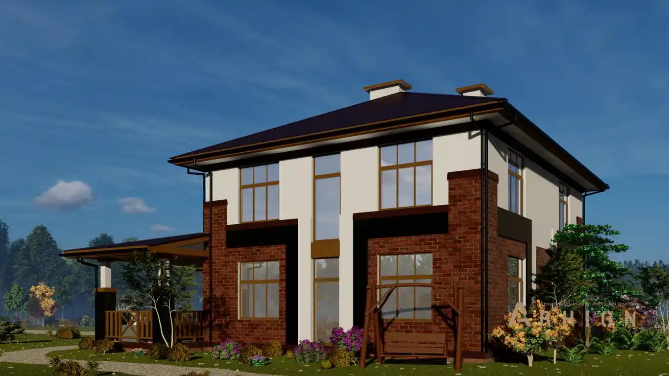 4. Проект двухэтажного дома в европейском стиле с плоской кровлей , h-1621, площадью - 260 кв c терассой